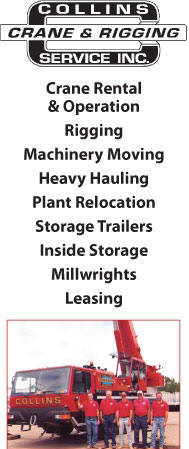 Collins Crane: Crane Rental and Operation, Machinery Moving, Heavy Hauling, Plant Relocation, Storage Trailers, Inside Storage, Millwrights, Leasing