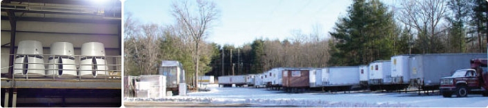 Inside storage for climate control, outside containers and trailers